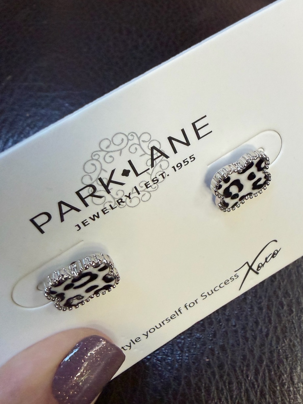 White Leopard “LANA” Stud Earrings by Park Lane - Picture 3 of 4